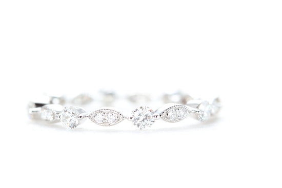 Round and Marquise Shaped Diamond Ring White Gold