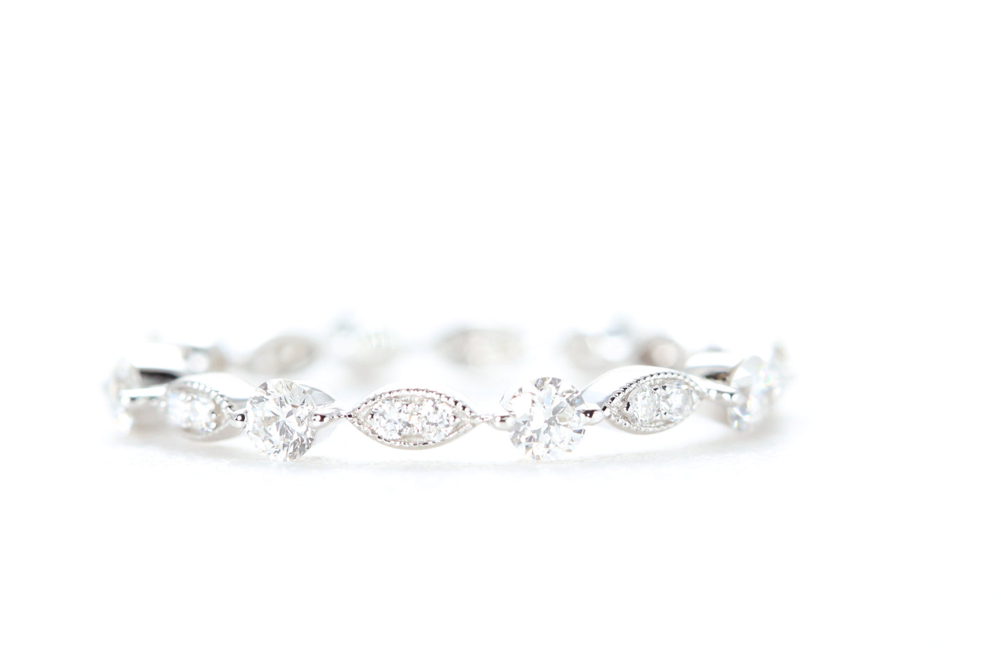 Round and Marquise Shaped Diamond Ring White Gold