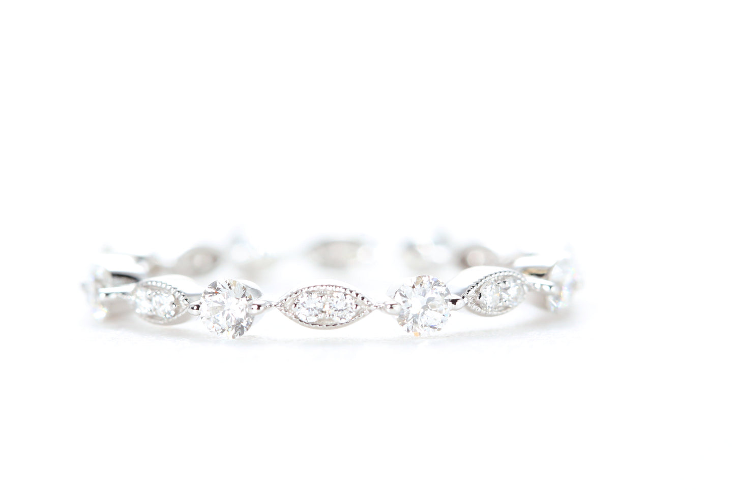 Round and Marquise Shaped Diamond Ring White Gold