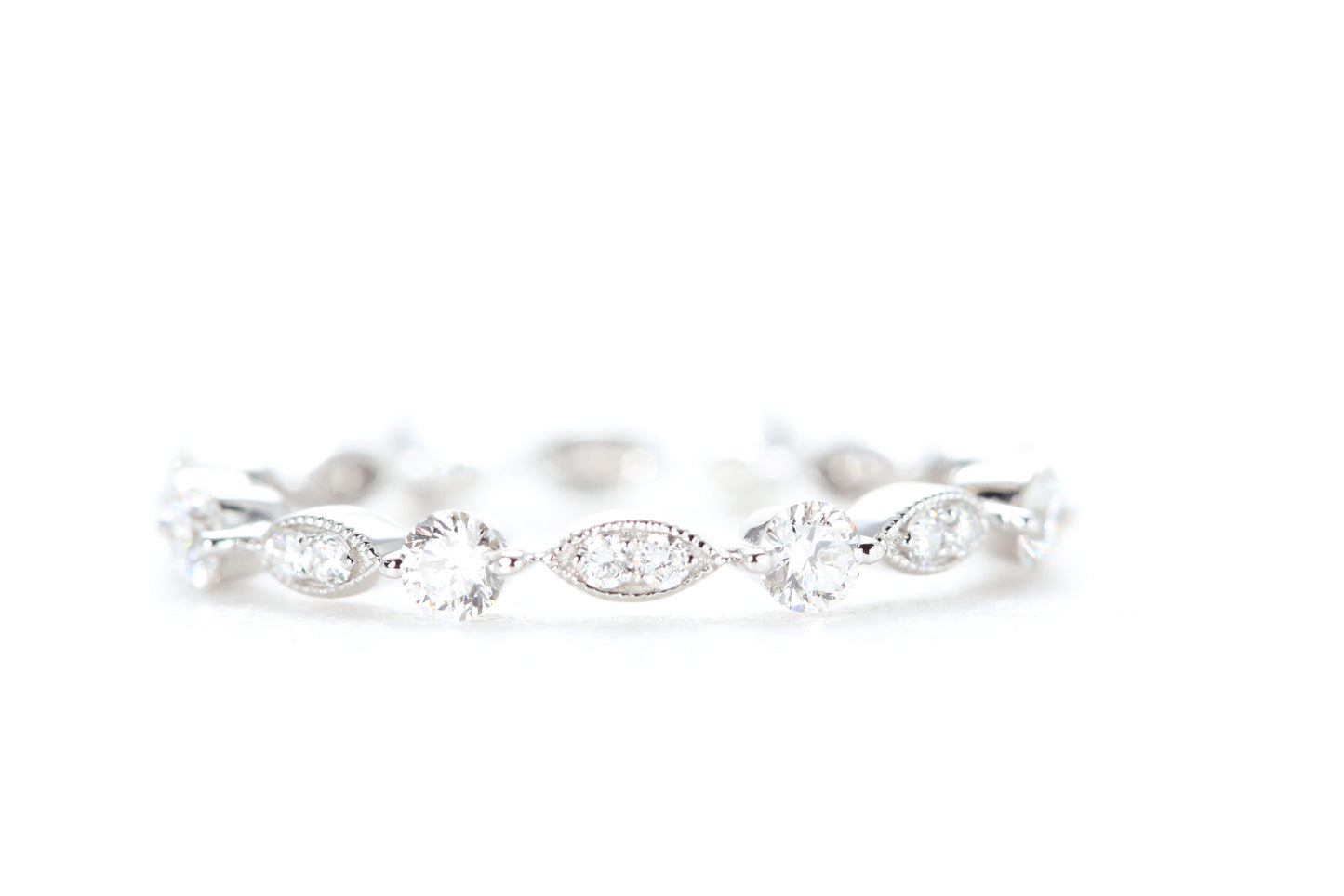 Round and Marquise Shaped Diamond Ring White Gold