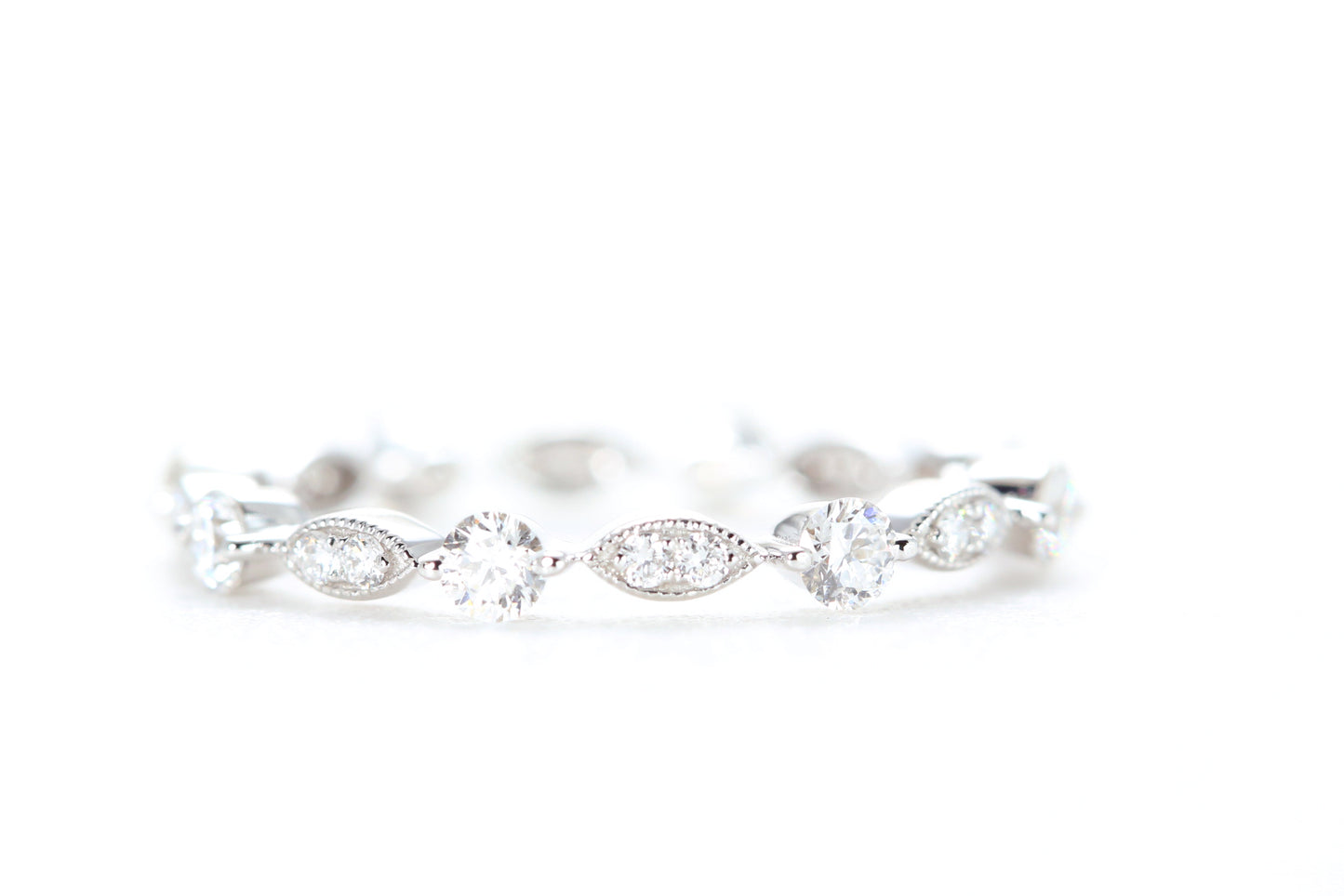 Round and Marquise Shaped Diamond Ring White Gold