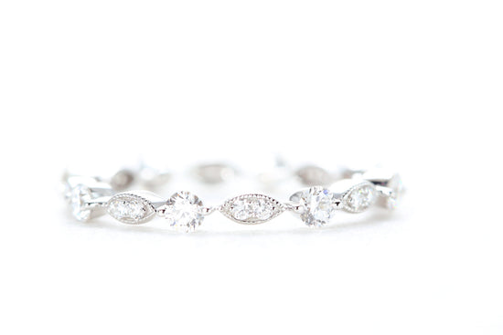 Round and Marquise Shaped Diamond Ring White Gold