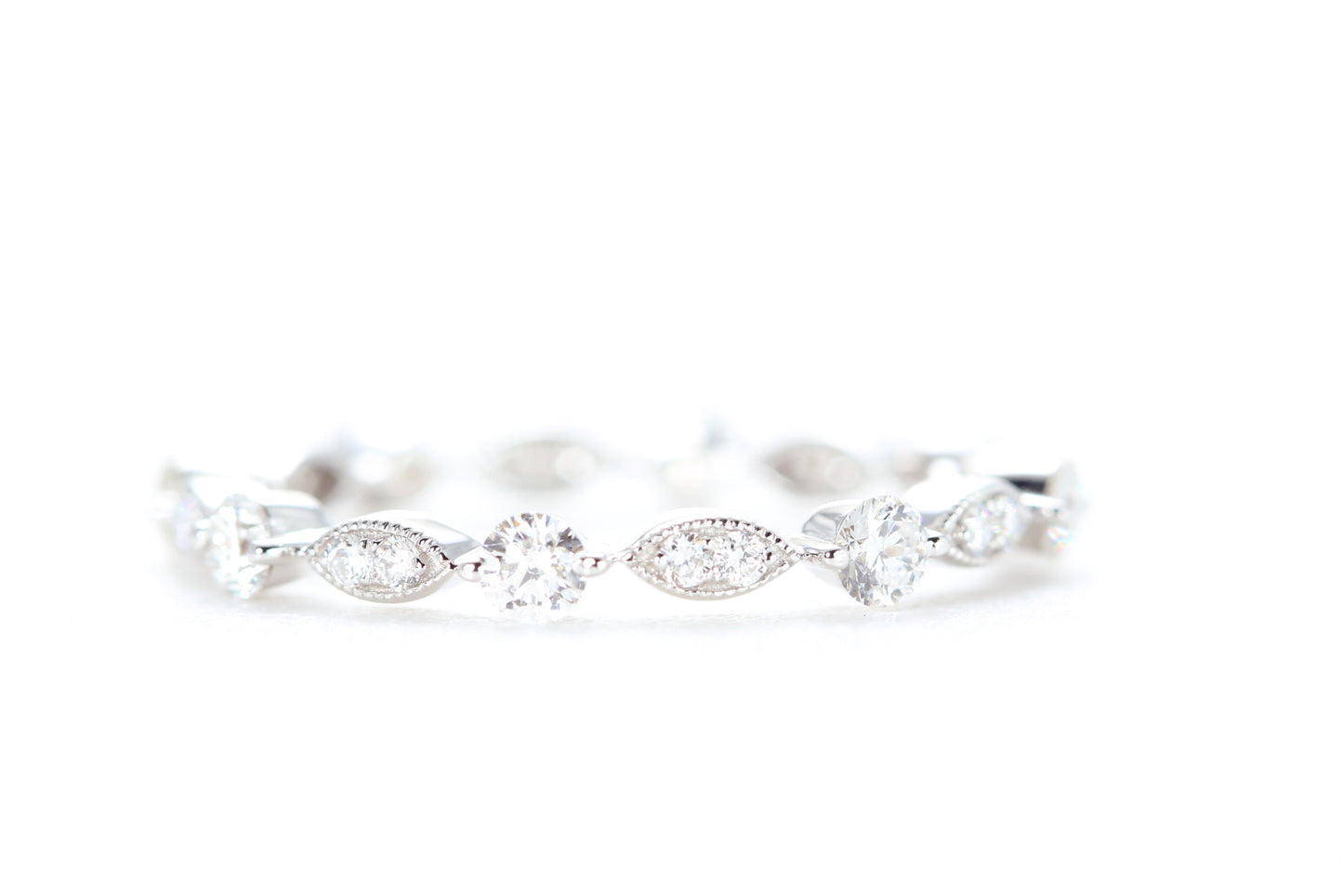 Round and Marquise Shaped Diamond Ring White Gold