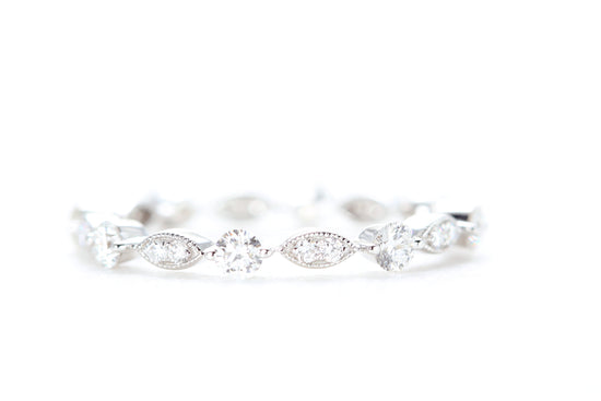 Round and Marquise Shaped Diamond Ring White Gold