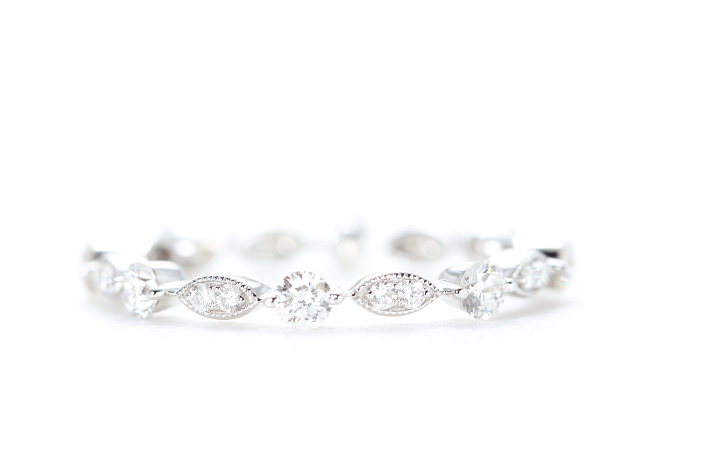 Round and Marquise Shaped Diamond Ring White Gold