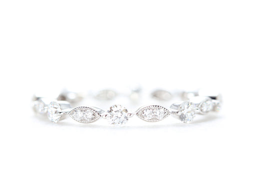 Round and Marquise Shaped Diamond Ring White Gold
