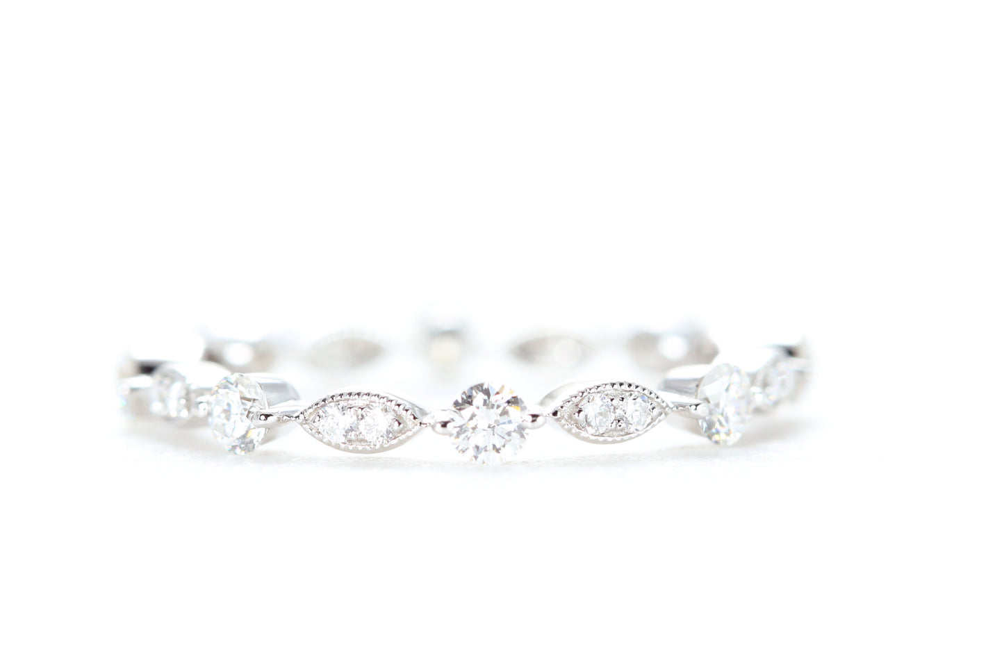 Round and Marquise Shaped Diamond Ring White Gold