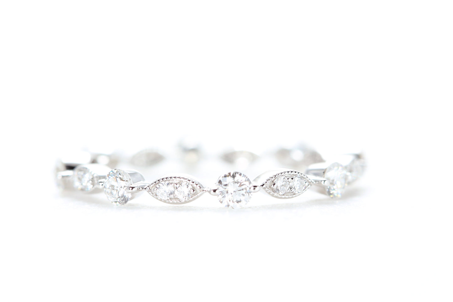 Round and Marquise Shaped Diamond Ring White Gold