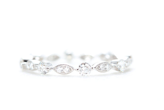 Round and Marquise Shaped Diamond Ring White Gold