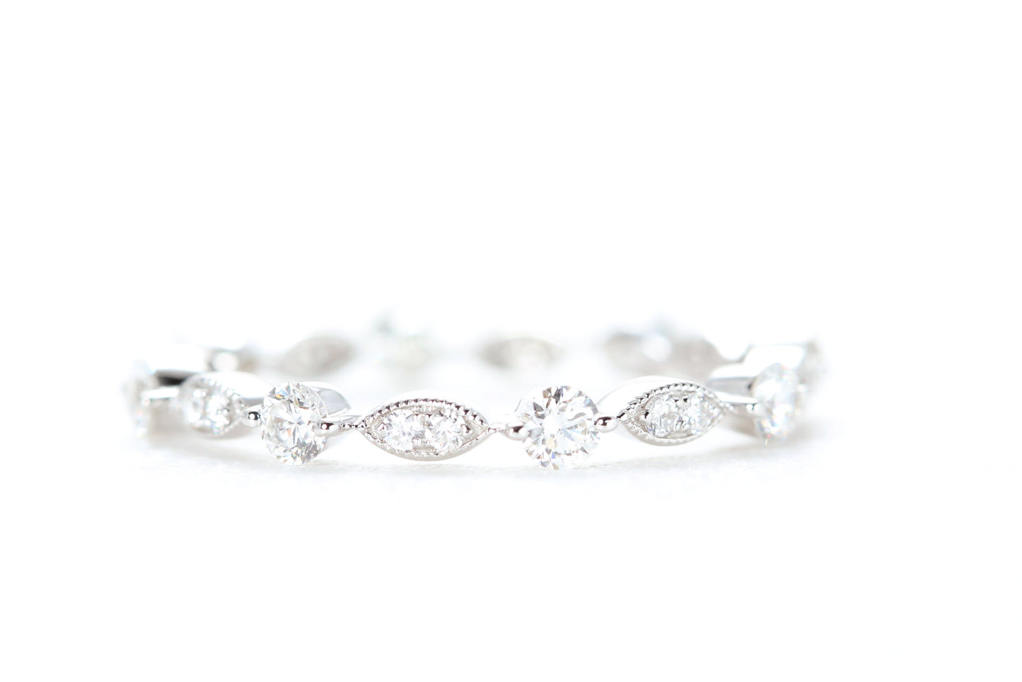 Round and Marquise Shaped Diamond Ring White Gold