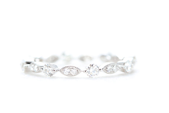 Round and Marquise Shaped Diamond Ring White Gold