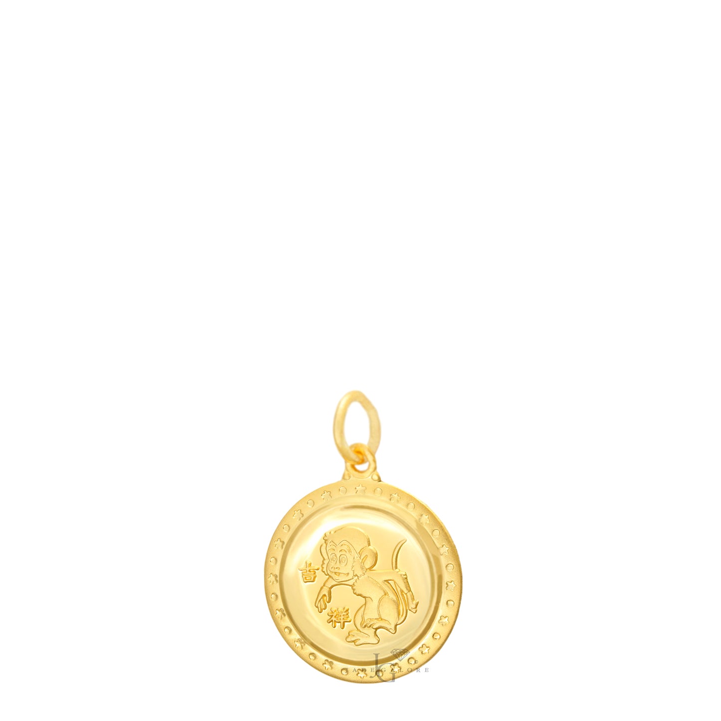 24K Mini Round Monkey Pendant