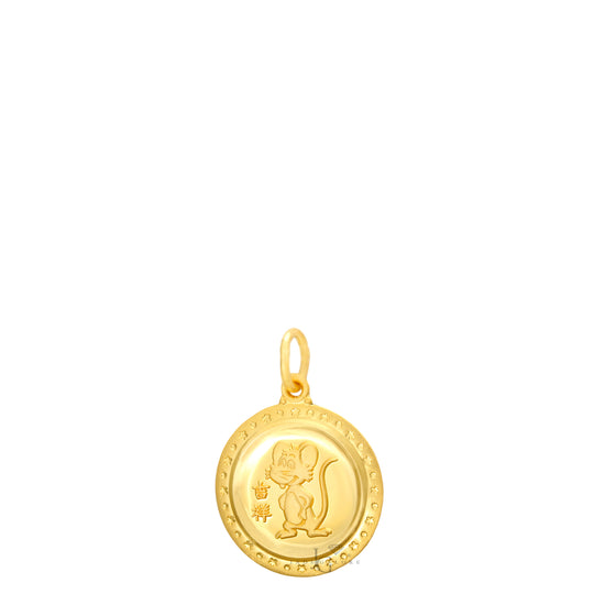 24K Mini Round Rat Pendant