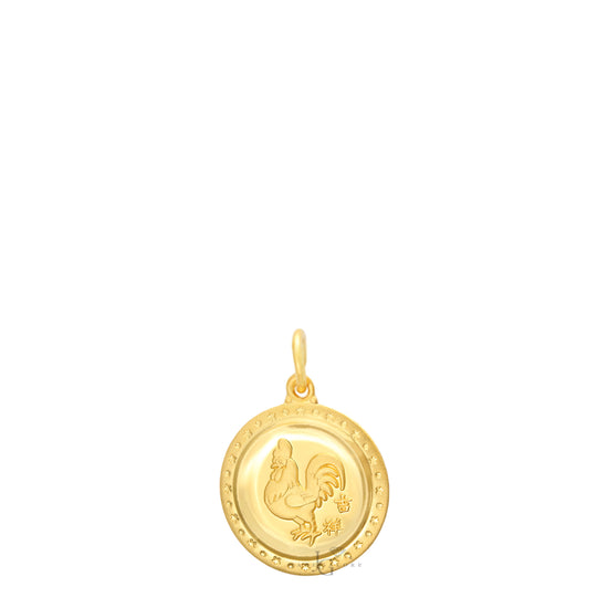 24K Mini Round Rooster Pendant