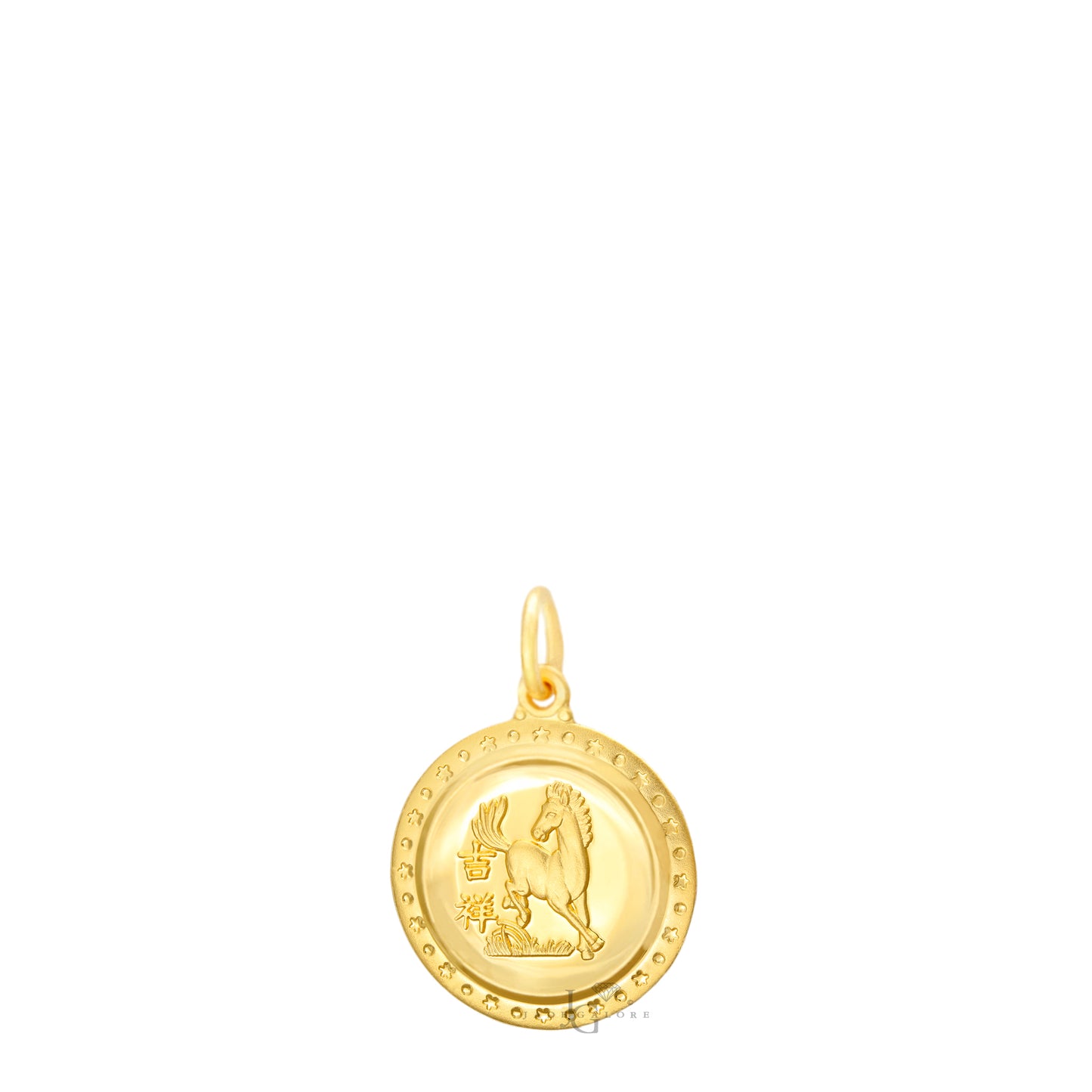 24K Mini Round Horse Pendant