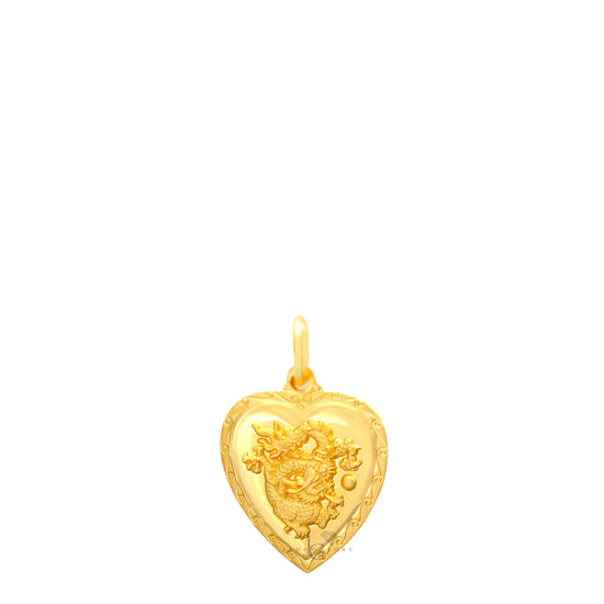 24K Mini Heart Dragon Pendant