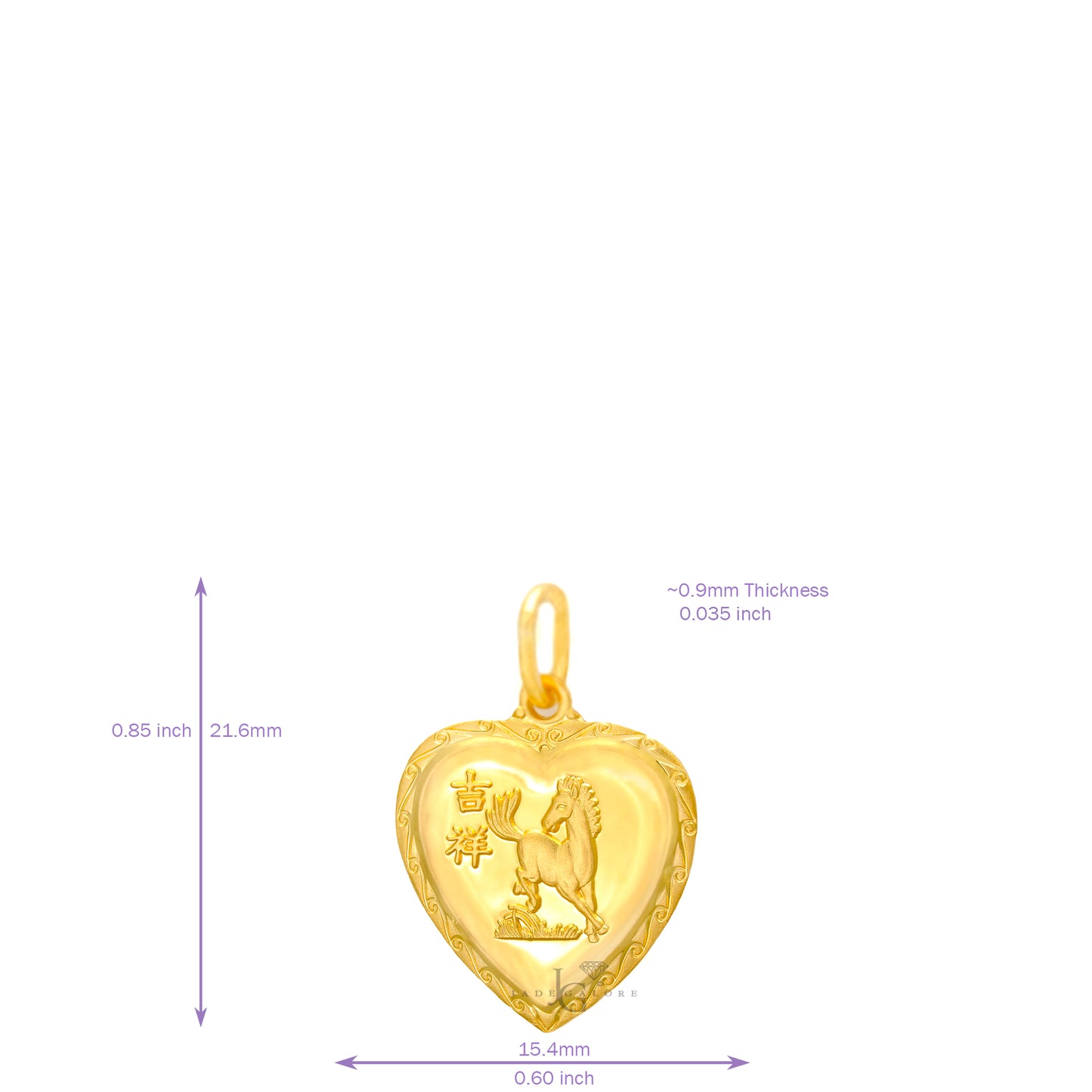 Load image into Gallery viewer, 24K Mini Heart Horse Pendant
