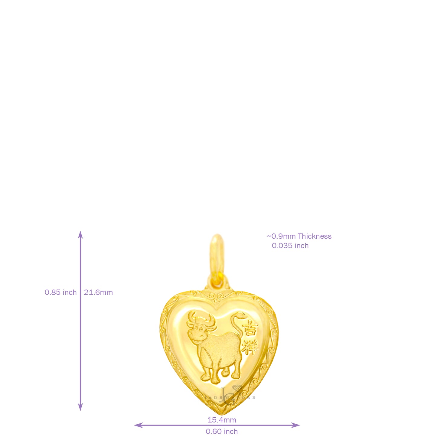 24K Mini Heart Ox Pendant