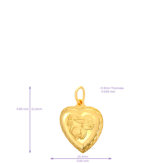 Load image into Gallery viewer, 24K Mini Heart Rabbit Pendant
