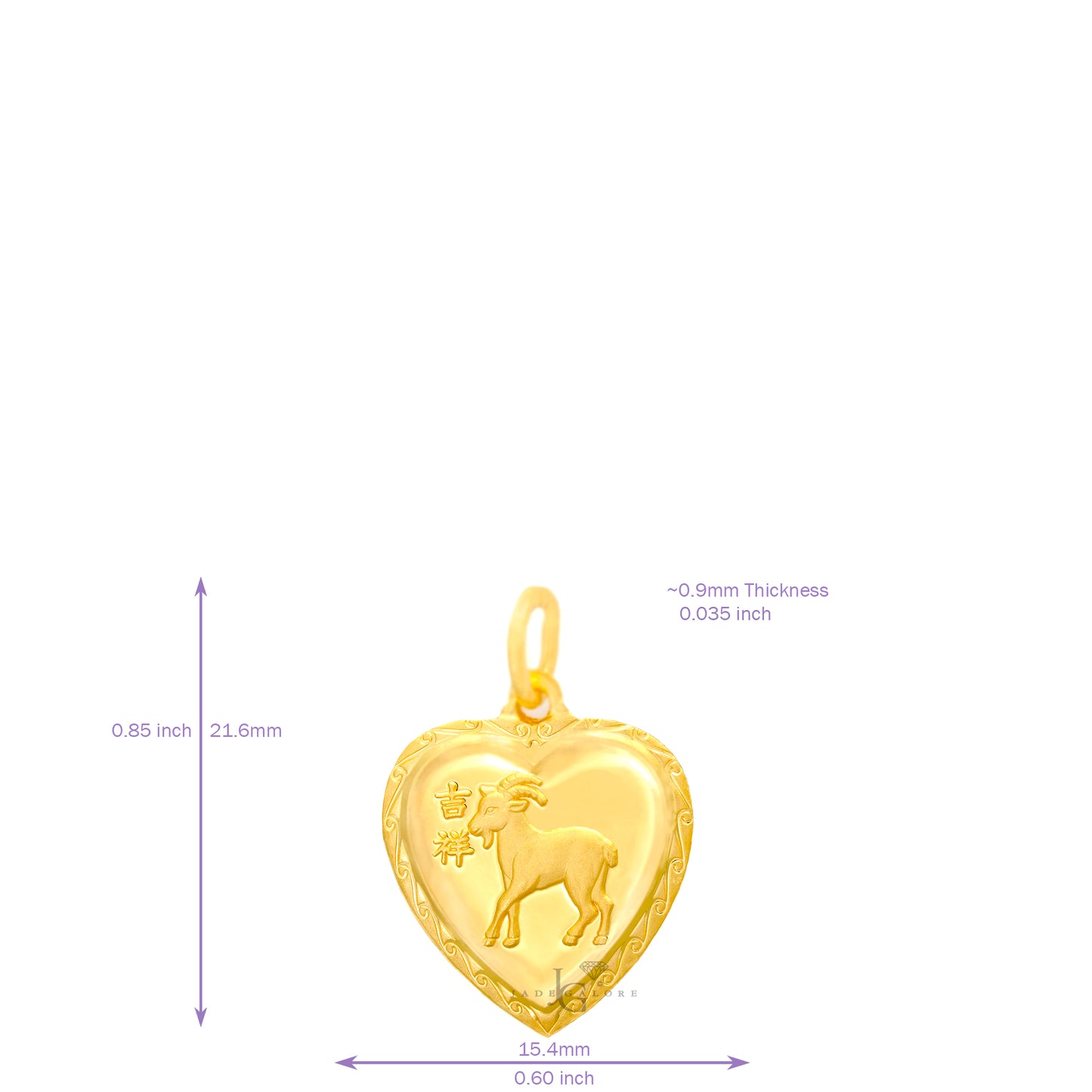 24K Mini Heart Ram Pendant