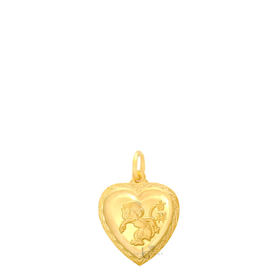 24K Mini Heart Monkey Pendant