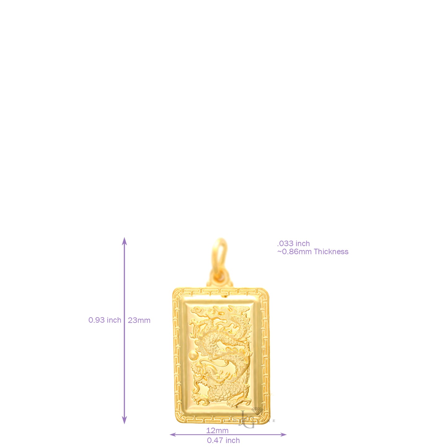 Load image into Gallery viewer, 24K Mini Rectangle Dragon Pendant
