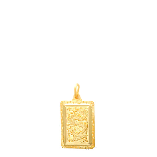 24K Mini Rectangle Dragon Pendant