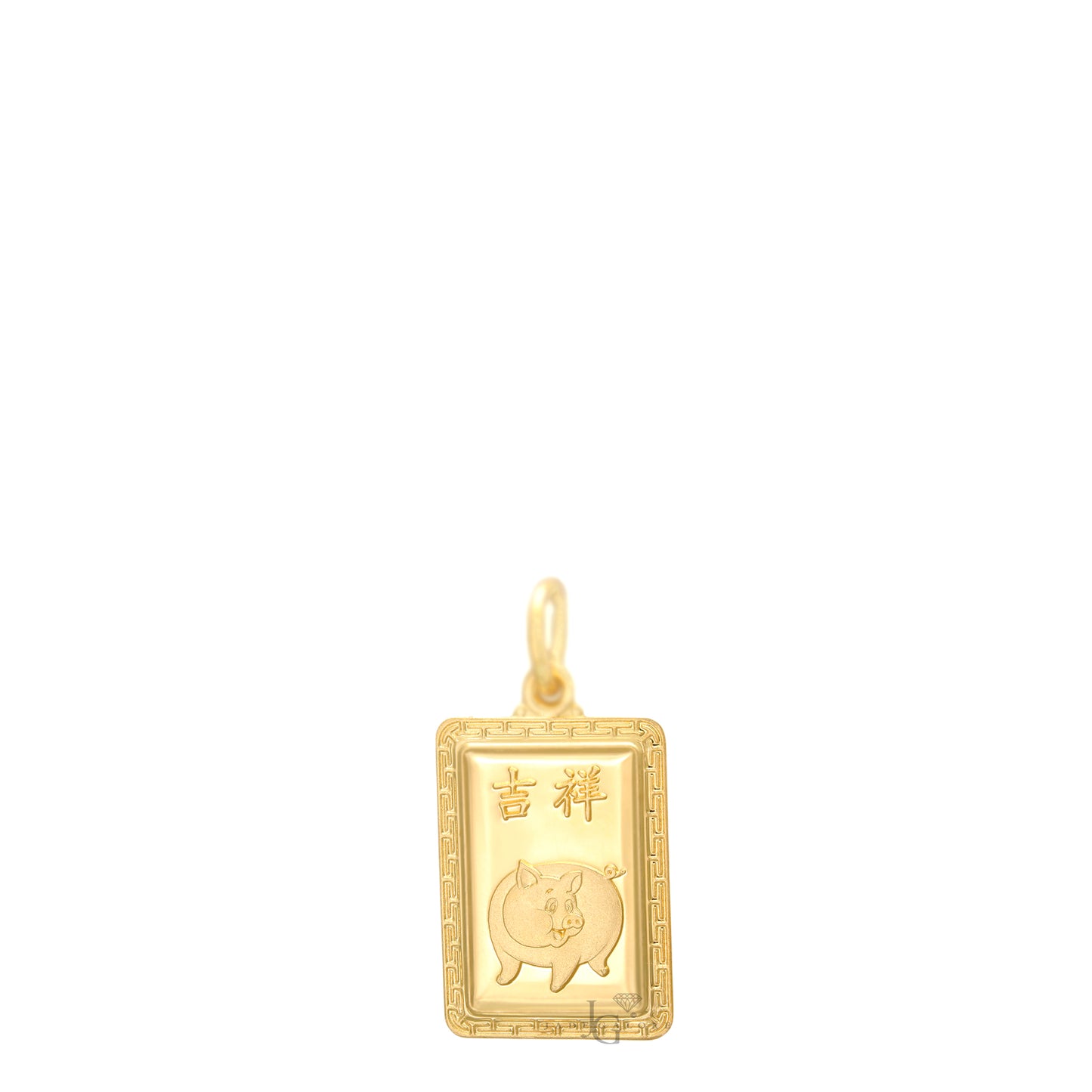 24K Mini Rectangle Pig Pendant