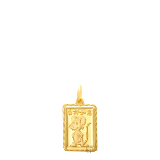 24K Mini Rectangle Rat Pendant