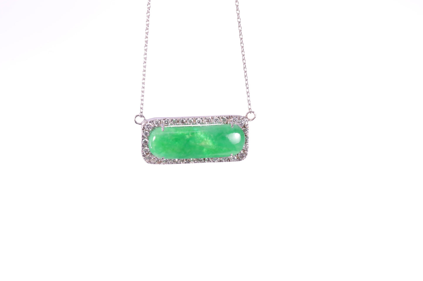 Oval Jadeite Diamond Halo Pendant