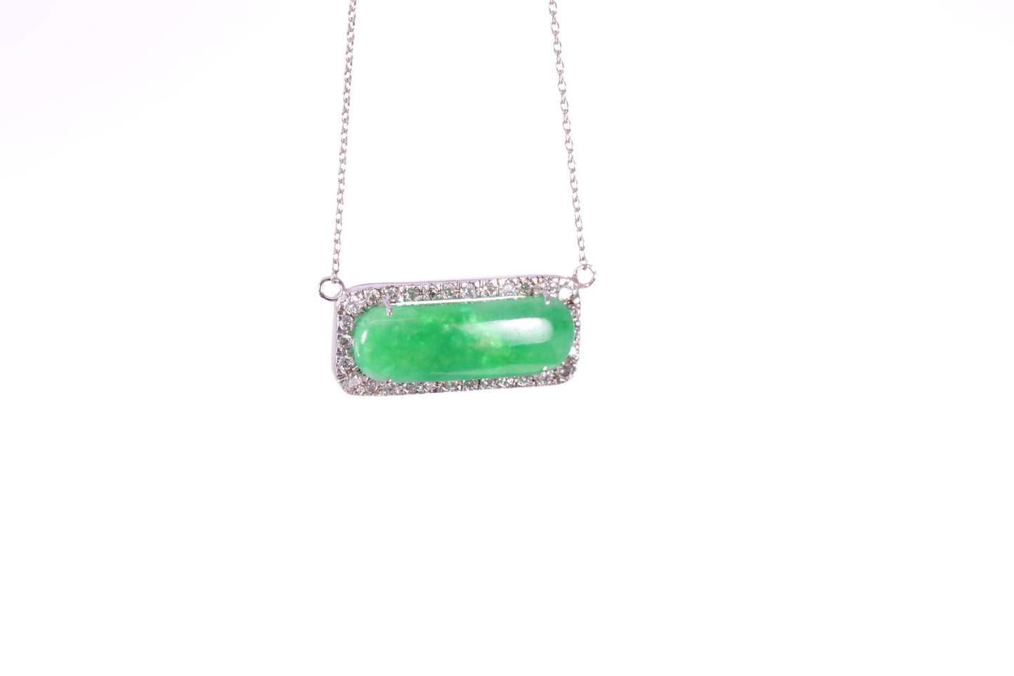 Oval Jadeite Diamond Halo Pendant