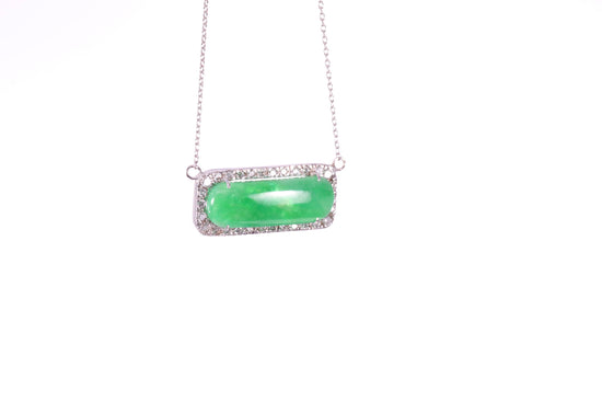 Oval Jadeite Diamond Halo Pendant