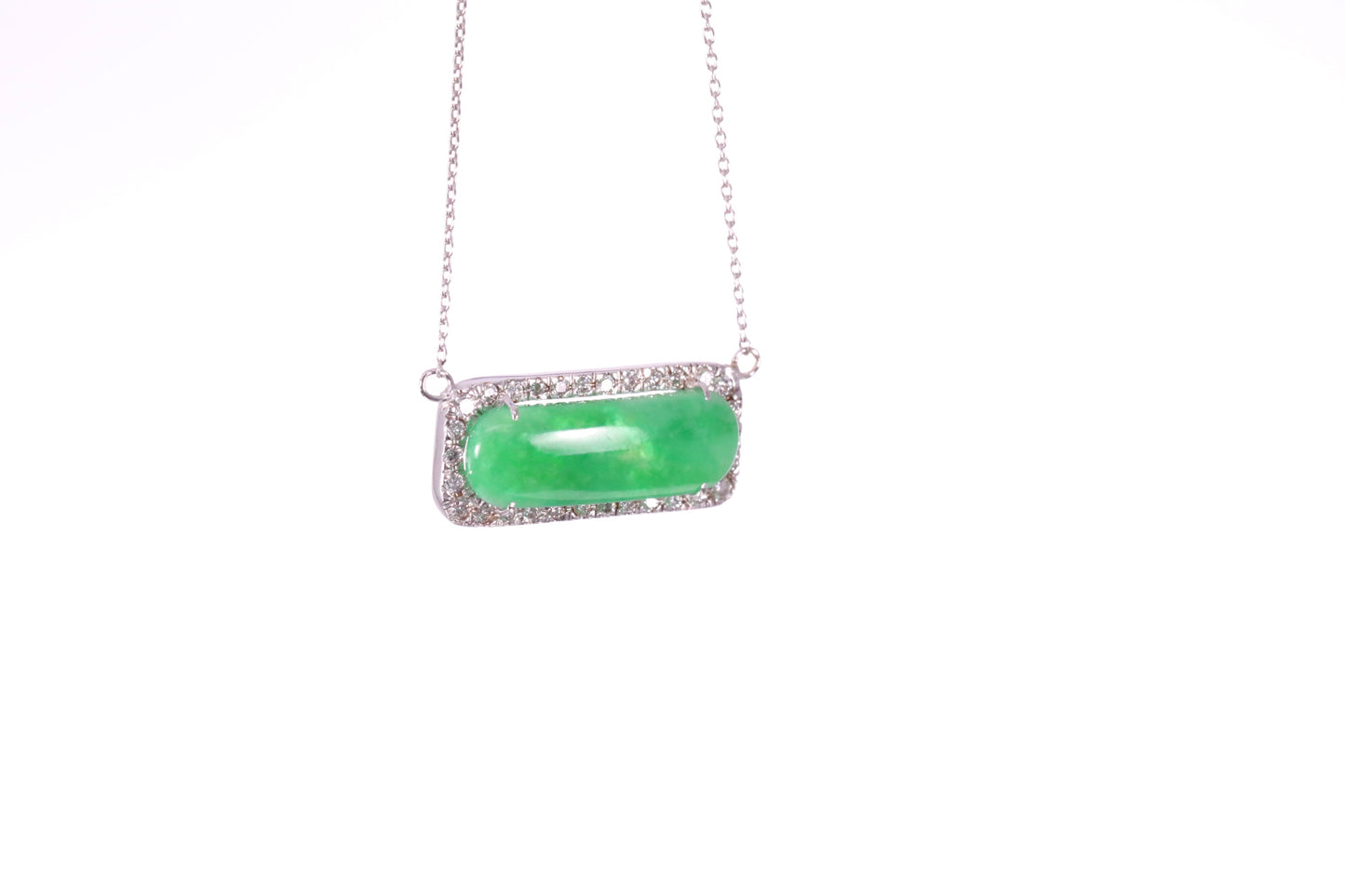 Oval Jadeite Diamond Halo Pendant