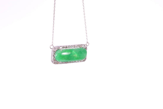 Oval Jadeite Diamond Halo Pendant