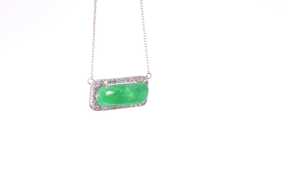 Oval Jadeite Diamond Halo Pendant