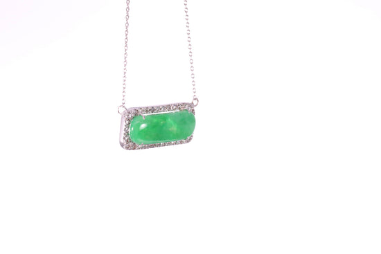 Oval Jadeite Diamond Halo Pendant