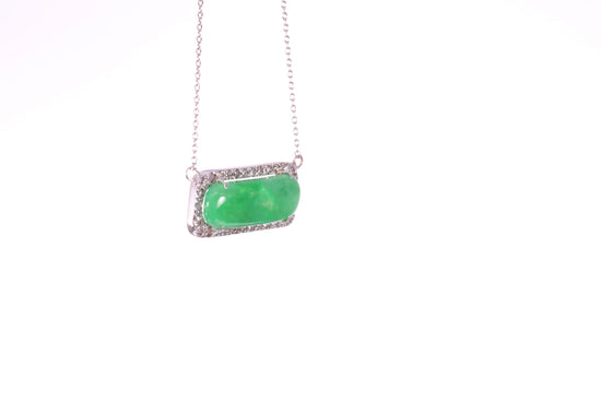 Oval Jadeite Diamond Halo Pendant