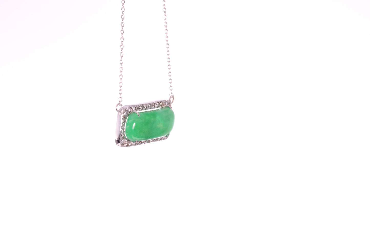 Oval Jadeite Diamond Halo Pendant