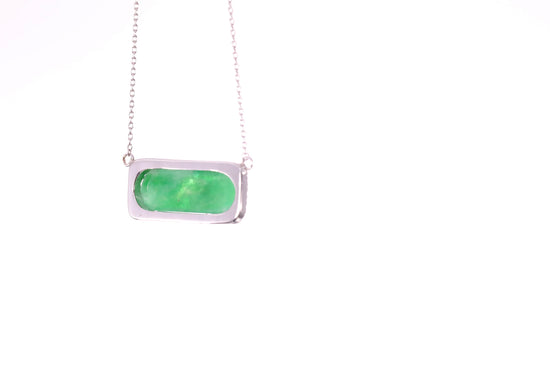 Oval Jadeite Diamond Halo Pendant