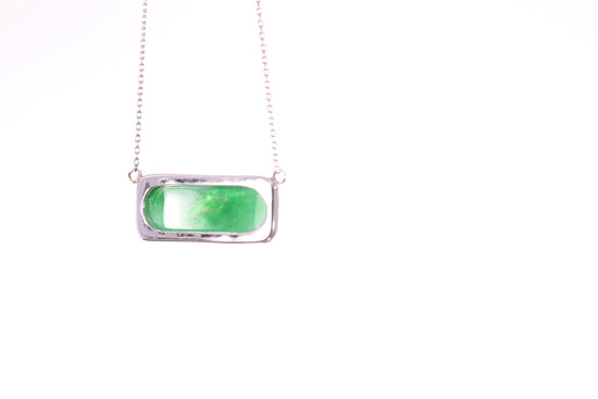 Oval Jadeite Diamond Halo Pendant