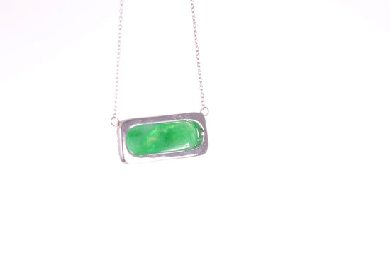 Oval Jadeite Diamond Halo Pendant