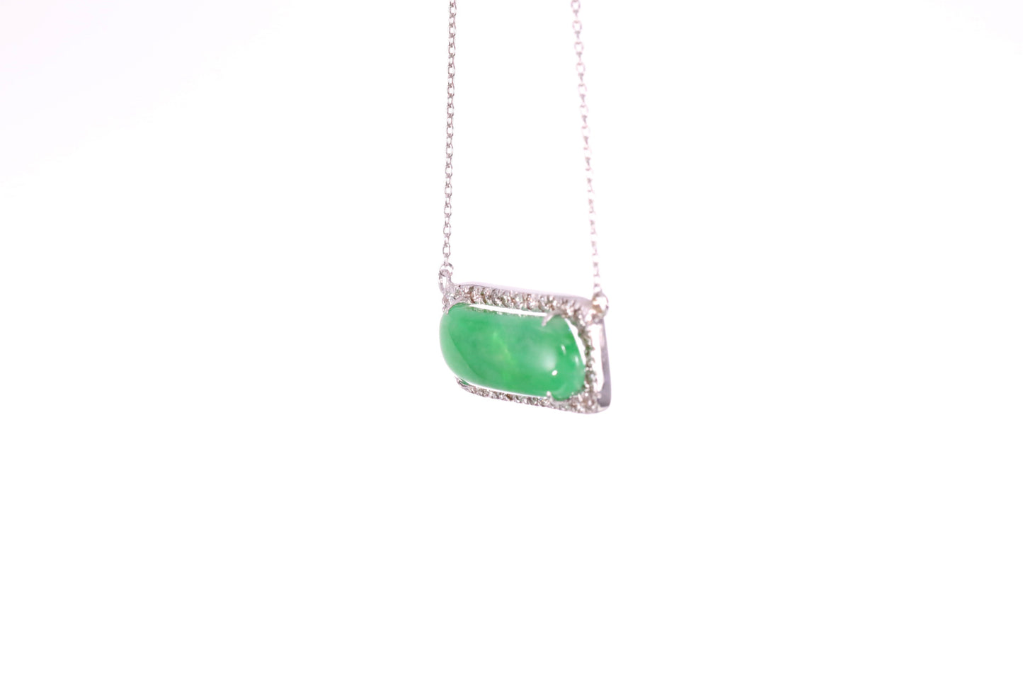 Oval Jadeite Diamond Halo Pendant