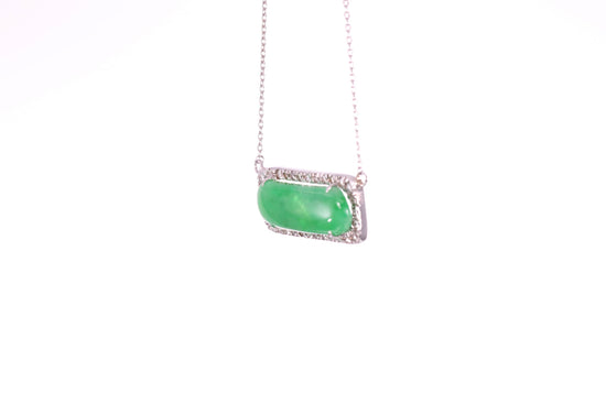 Oval Jadeite Diamond Halo Pendant