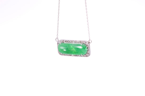 Oval Jadeite Diamond Halo Pendant