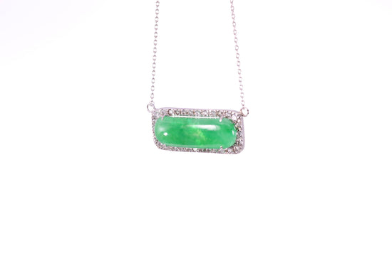 Oval Jadeite Diamond Halo Pendant