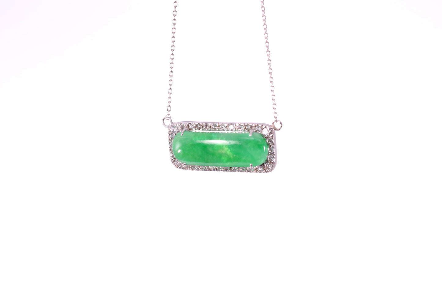 Oval Jadeite Diamond Halo Pendant