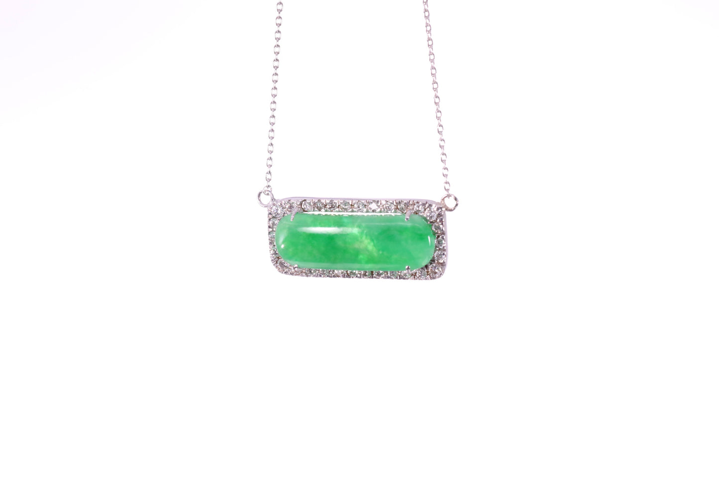 Oval Jadeite Diamond Halo Pendant