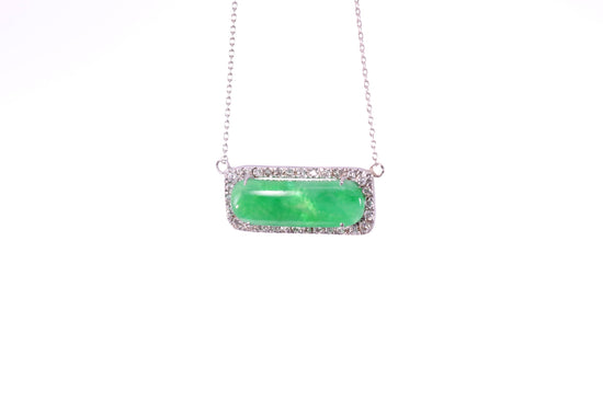 Oval Jadeite Diamond Halo Pendant