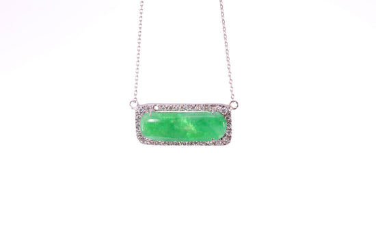 Oval Jadeite Diamond Halo Pendant