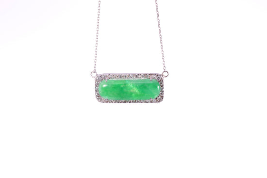 Oval Jadeite Diamond Halo Pendant